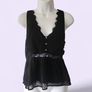 Abercrombie & Fitch Black Lace Cami Top Y2K Size M